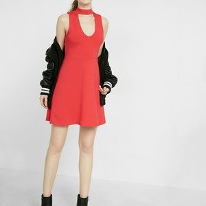 Cut-Out Fit And Flare Choker Dress